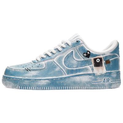 [Custom Men's Baikal Lake blue and black]  Air Force 1 Skateboarding Shoes Men Low-top Blue/Black