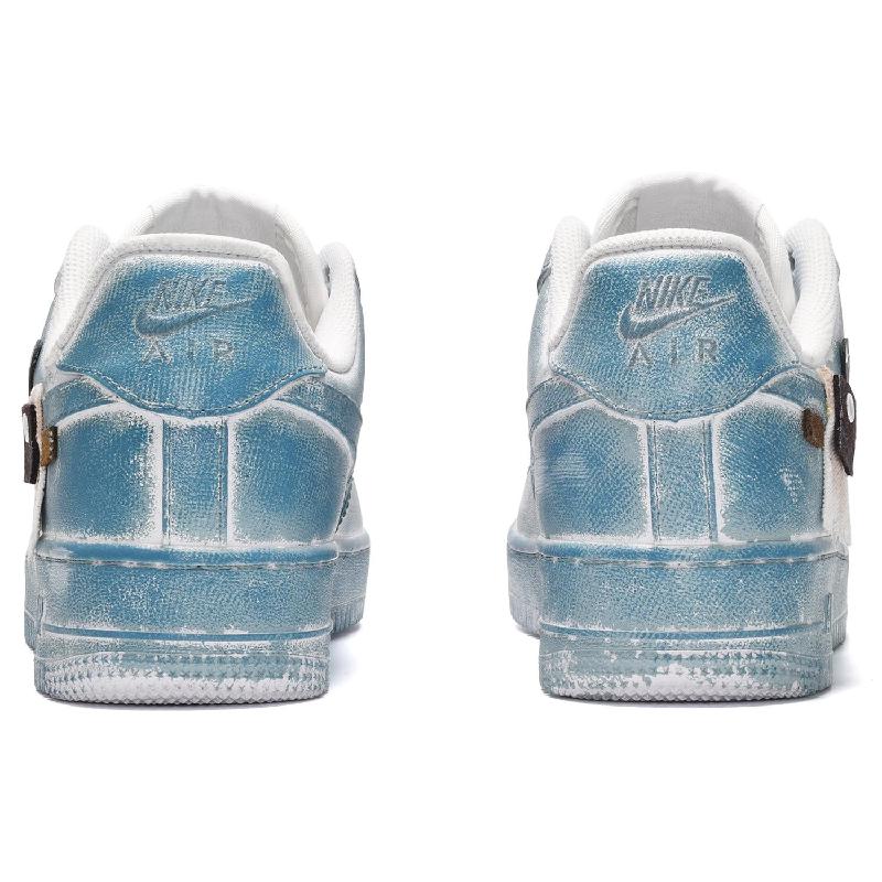 [Custom Men's Baikal Lake blue and black]  Air Force 1 Skateboarding Shoes Men Low-top Blue/Black