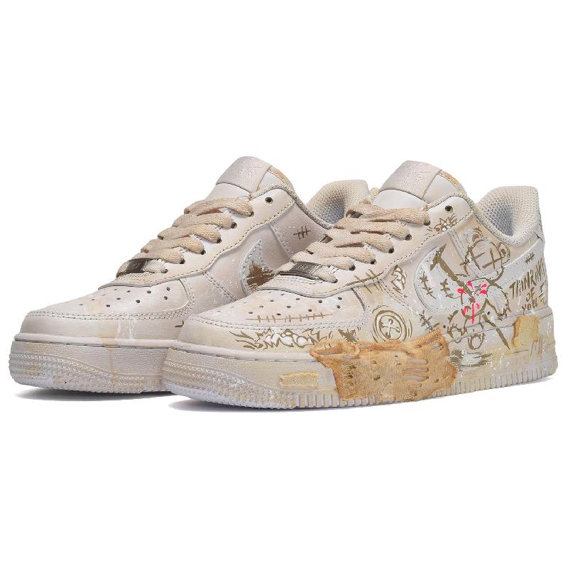 [Custom A men's lost stuffed bear in desert color]  Air Force 1 Skateboarding Shoes Men Low-top Yellow/Brown