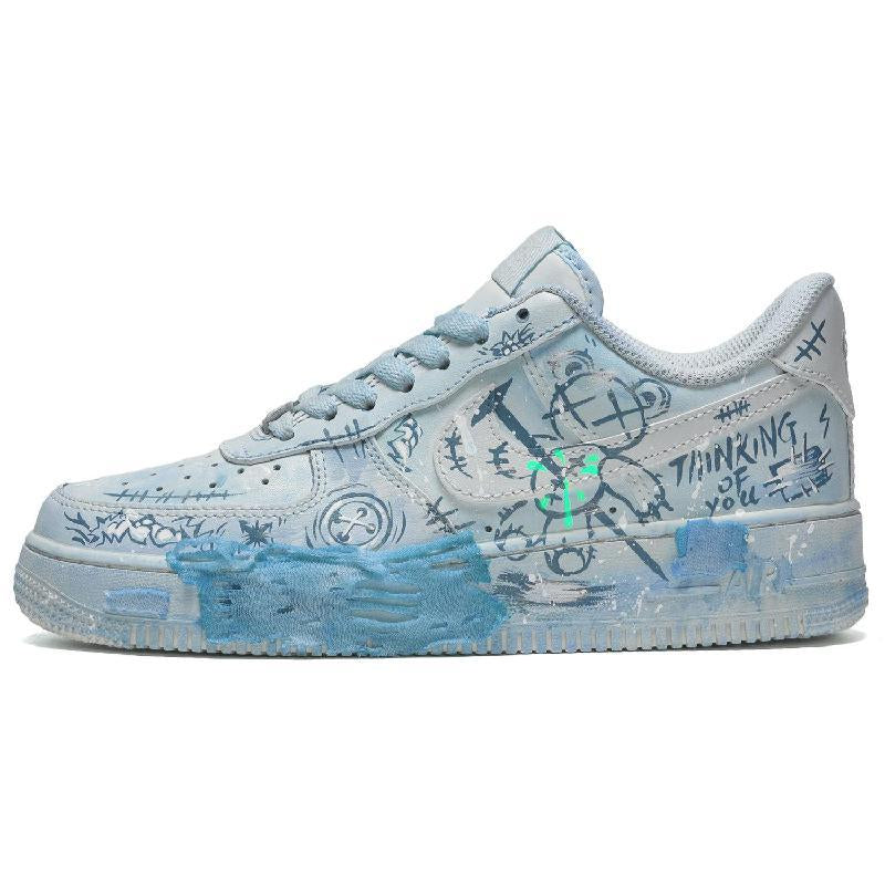 [Custom The men's lost puppet bear blue]  Air Force 1 Skateboarding Shoes Men Low-top Blue