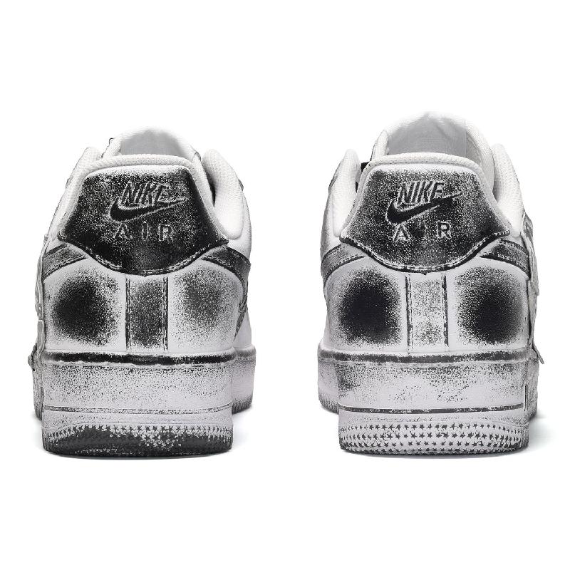 [Custom The male style features a black and white dragon spine]  Air Force 1 Skateboarding Shoes Men Low-top Black/White