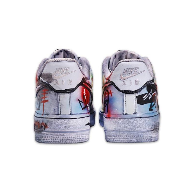 [Custom Men's artistic graffiti in grey]  Air Force 1 Skateboarding Shoes Men Low-top Gray