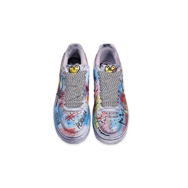 [Custom Men's artistic graffiti in grey]  Air Force 1 Skateboarding Shoes Men Low-top Gray