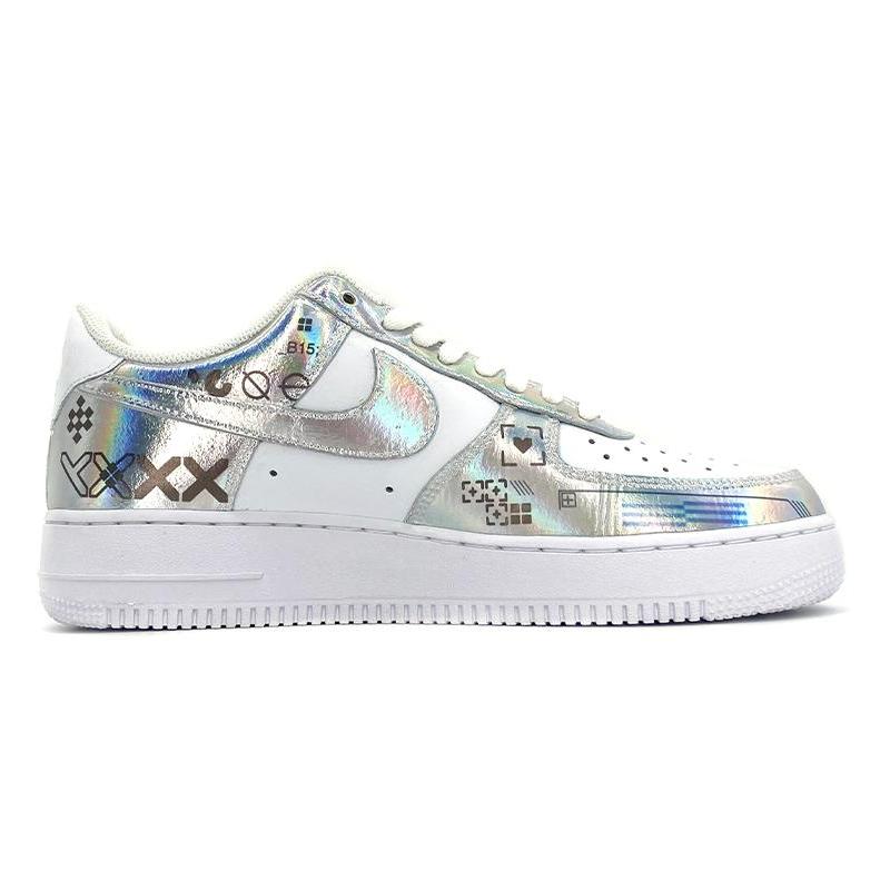 [Custom Reprinted Glow-In-The-Dark Video Game 2D Style]  Air Force 1 Skateboarding Shoes  Unisex Men Low-Top White