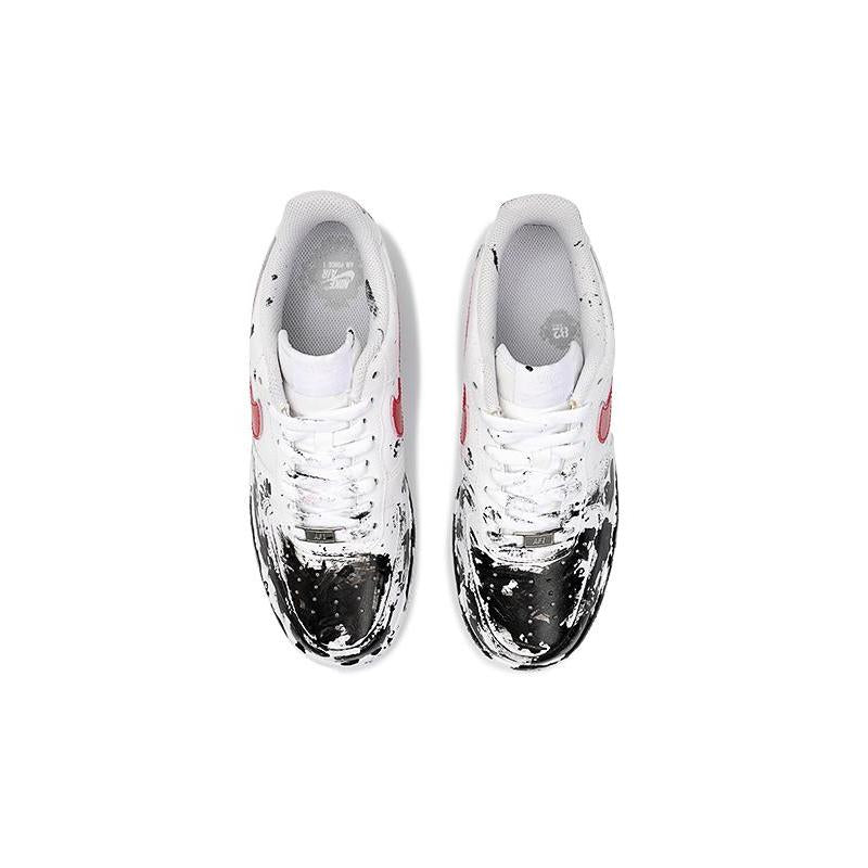 [Custom Black Venom L Black Red 3B24]  Air Force 1 Skateboarding Shoes Men Low-top Black/Varsity Red/White/Metallic Silver