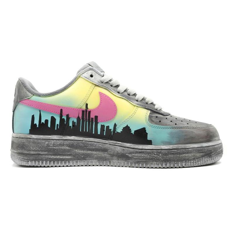 [Custom Men's limited edition in Guangdong city in gray, green and yellow]  Air Force 1 Skateboarding Shoes Men