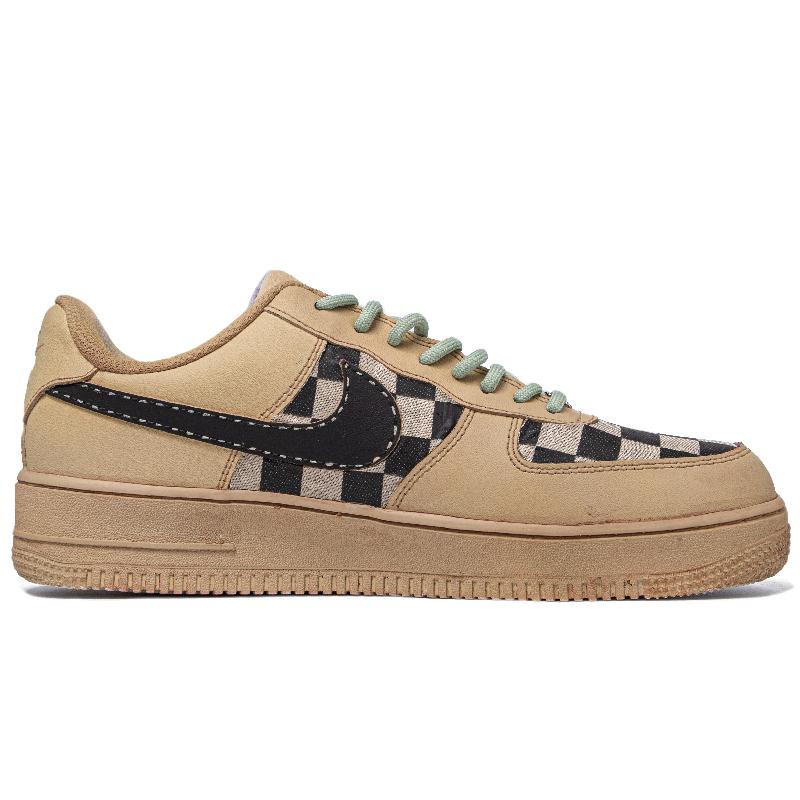 [Custom Men's heart-shaped Waffle beige white and brown]  Air Force 1 Skateboarding Shoes Men