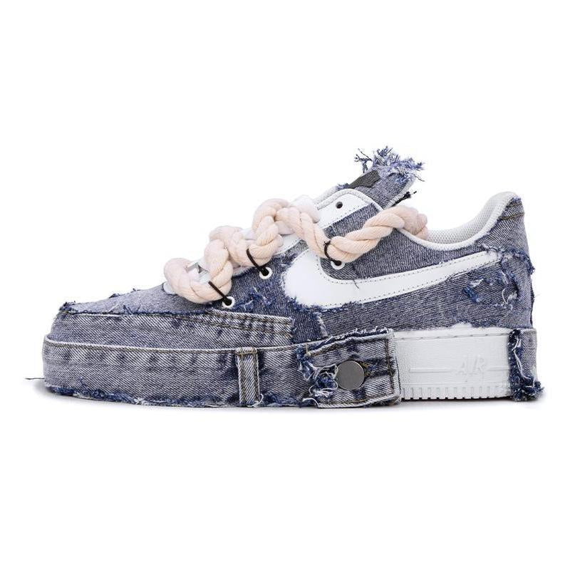 [Custom Men's denim cross]  Air Force 1 Skateboarding Shoes Men