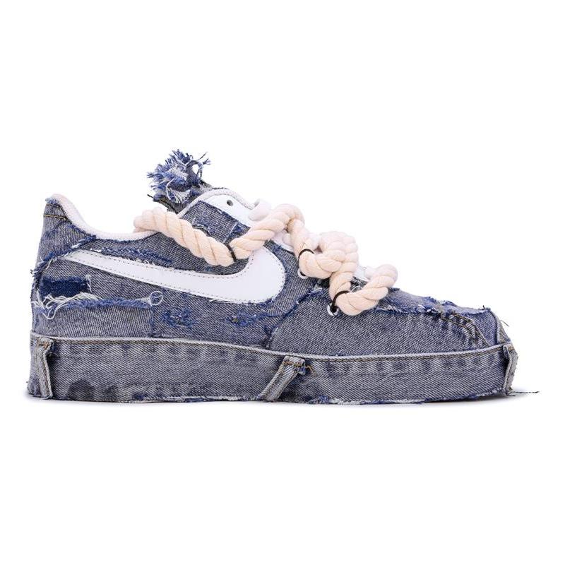 [Custom Men's denim cross]  Air Force 1 Skateboarding Shoes Men
