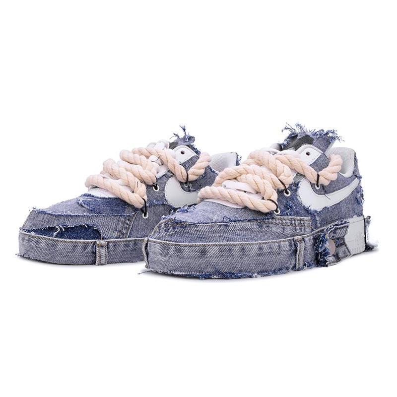 [Custom Men's denim cross]  Air Force 1 Skateboarding Shoes Men