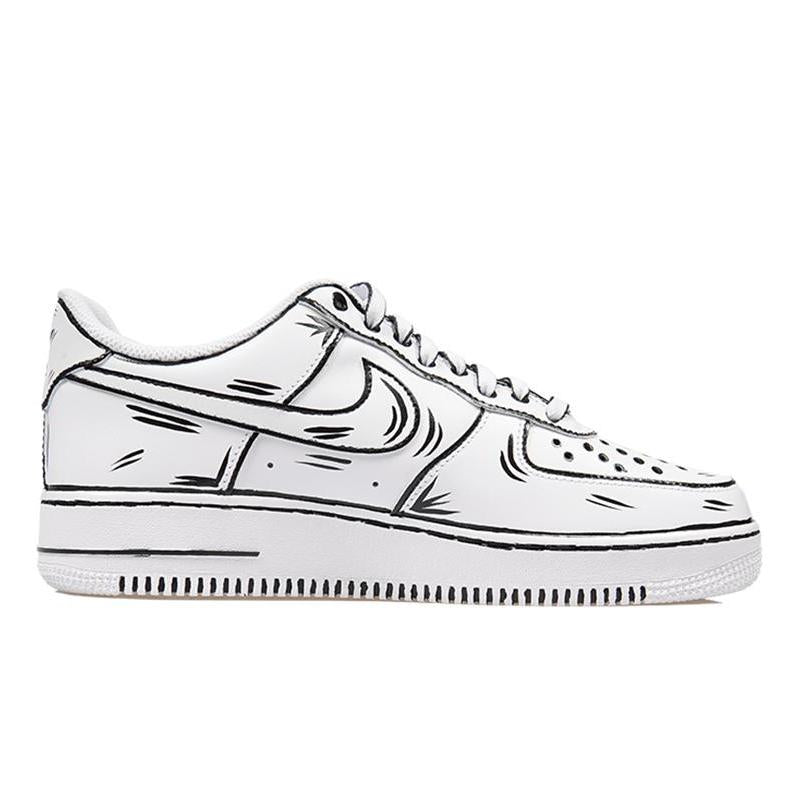 [Custom The same style of black and white in the 2D world for both men and women]  Air Force 1 Skateboarding Shoes Unisex