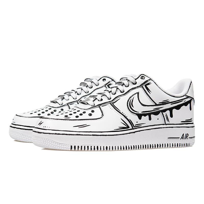 [Custom The same style of black and white in the 2D world for both men and women]  Air Force 1 Skateboarding Shoes Unisex