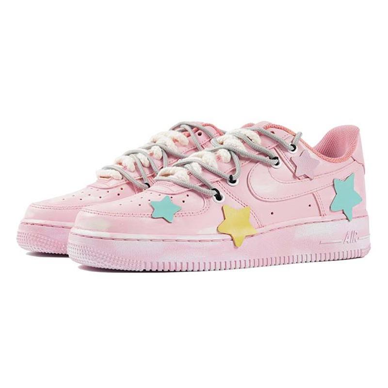[Custom Men's retro scratch-off card]  Air Force 1 Skateboarding Shoes Men Low-top Pink