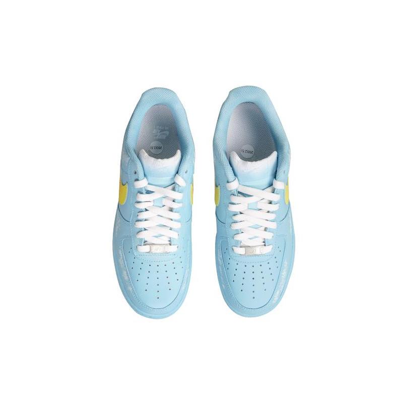 [Custom Blue Sky Burning Clouds Men's White and Blue QD]  Air Force 1 Skateboarding Shoes Men