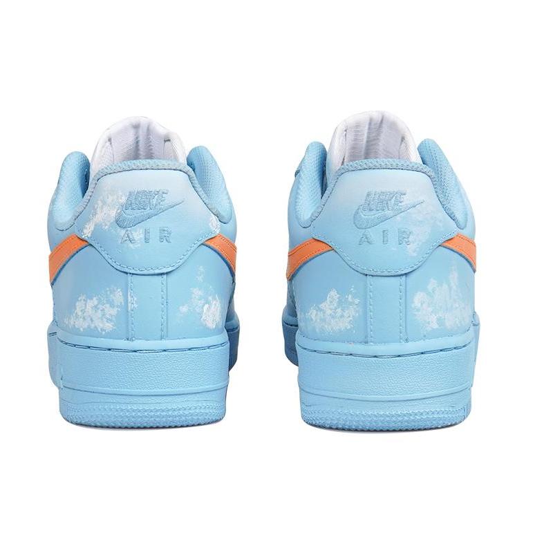 [Custom Blue Sky Burning Clouds Men's White and Blue QD]  Air Force 1 Skateboarding Shoes Men