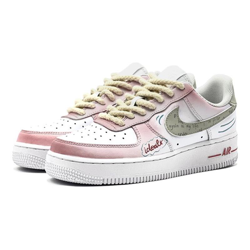[Custom Quine]  Air Force 1 Skateboarding Shoes Men Low-top White/powder