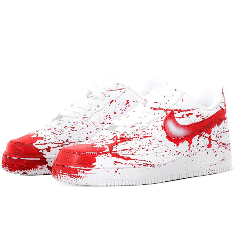 [Custom Suspect X, both male and female]  Air Force 1 Skateboarding Shoes Unisex Low-top Red/white