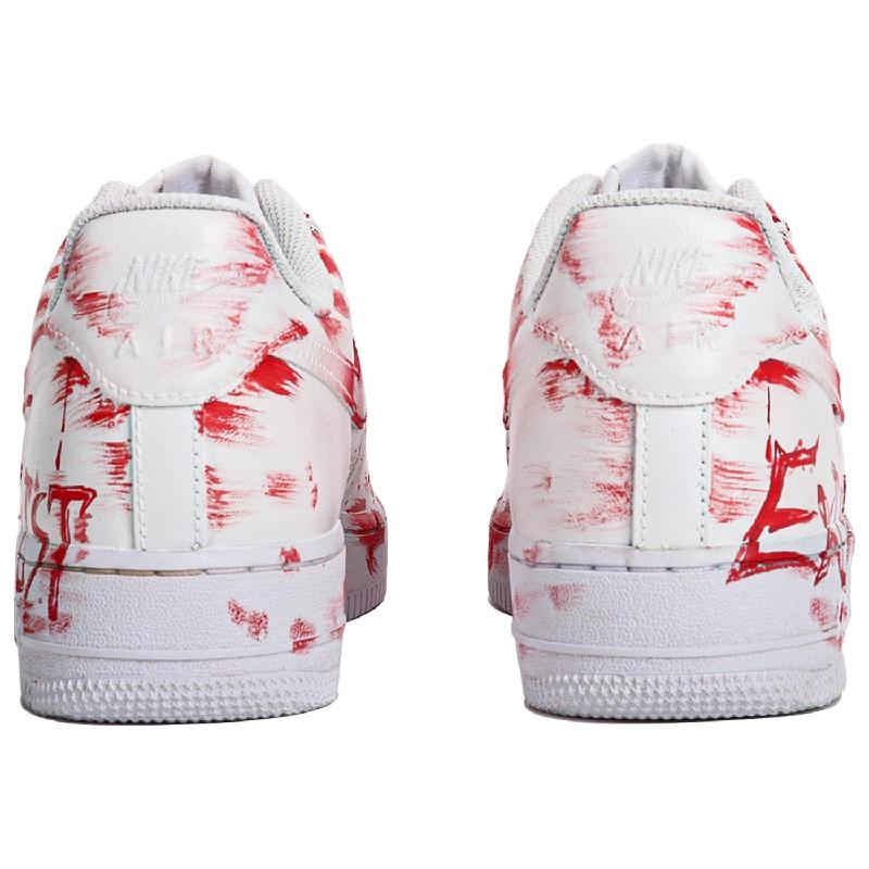 [Custom The crime scene is red and white]  Air Force 1 Skateboard Shoes Unisex Low-Top Red White