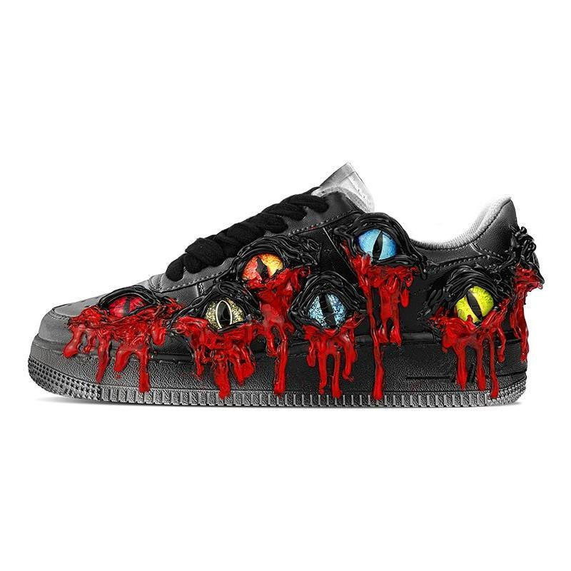 [Custom Cthulhu Venom]  Air Force 1 Skateboarding Shoes Black/Red