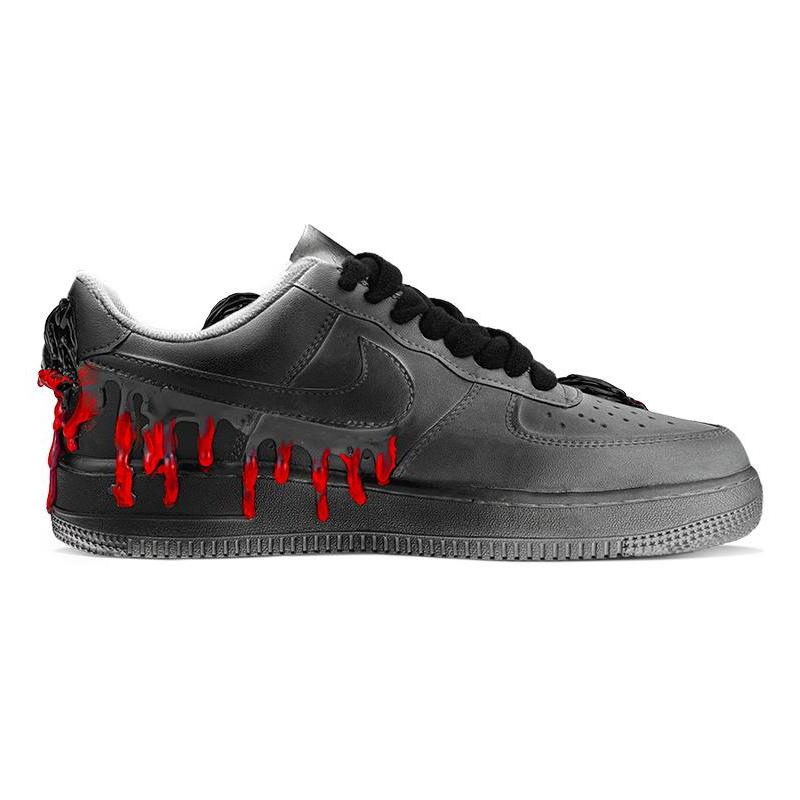 [Custom Cthulhu Venom]  Air Force 1 Skateboarding Shoes Black/Red
