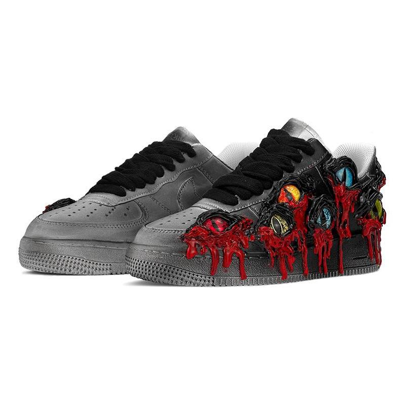 [Custom Cthulhu Venom]  Air Force 1 Skateboarding Shoes Black/Red