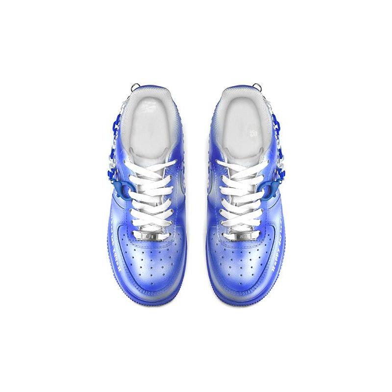 [Custom Men's Klein blue]  Air Force 1 Skateboarding Shoes Men Low-top White/Royal Blue/Fern Green