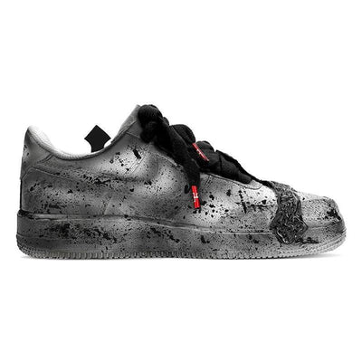 [Custom Men's cross black and grey]  Air Force 1 Skateboarding Shoes Men Low-top Black/Gray