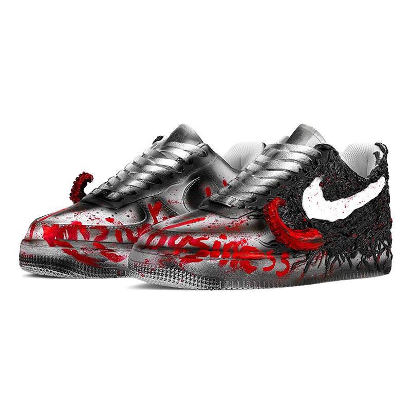 [Custom Men's Venom Cthulhu black and red]  Air Force 1 Skateboarding Shoes Men Low-top Black/Red