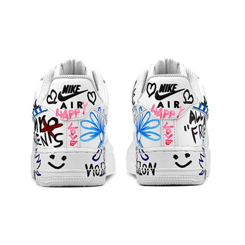[Custom Men's street graffiti in GD color]  Air Force 1 Skateboarding Shoes Men Low-top White/Blue/Black
