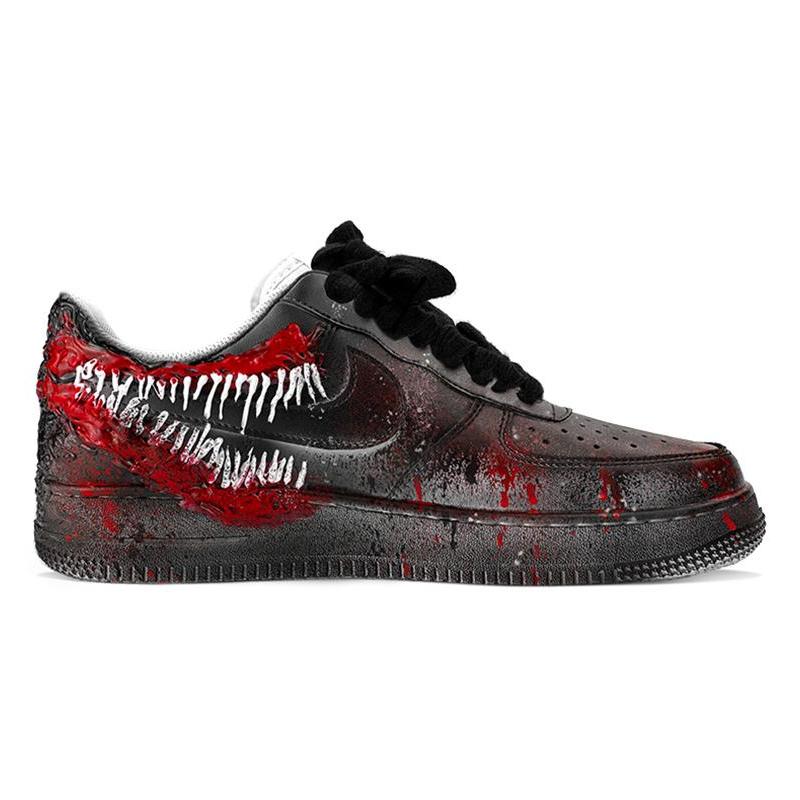 [Custom Superhero Venom is black and red]  Air Force 1 Skateboarding Shoes Unisex Low-top Black/Red