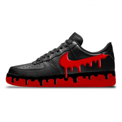 [Custom Black Chili Peppers]  Air Force 1 Skateboarding Shoes Men Low-top Red/Black