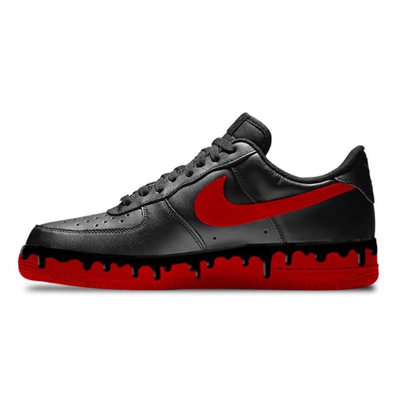 [Custom Black Chili Peppers]  Air Force 1 Skateboarding Shoes Men Low-top Red/Black
