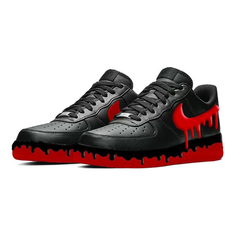 [Custom Black Chili Peppers]  Air Force 1 Skateboarding Shoes Men Low-top Red/Black