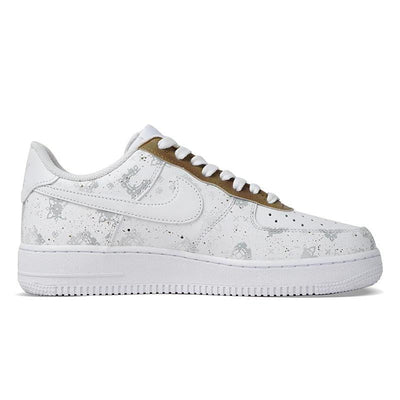 [Custom Men's low-top and incomplete silk sneakers]  Air Force 1 Skateboarding Shoes Men Low-top Grey/white