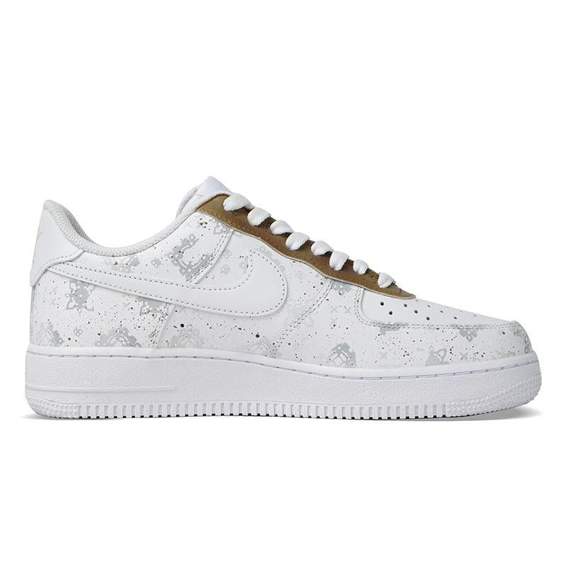 [Custom Men's low-top and incomplete silk sneakers]  Air Force 1 Skateboarding Shoes Men Low-top Grey/white