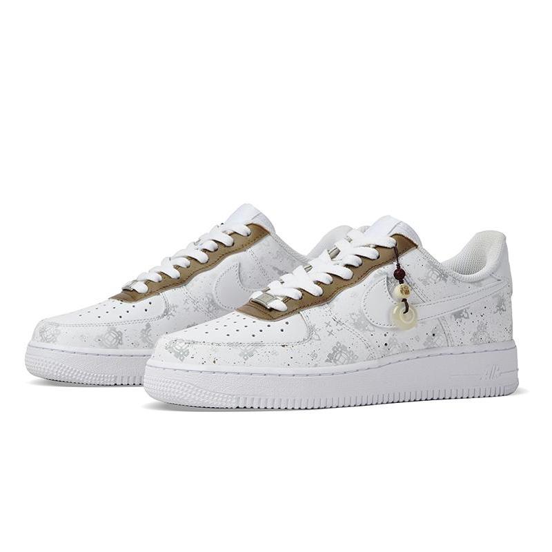 [Custom Men's low-top and incomplete silk sneakers]  Air Force 1 Skateboarding Shoes Men Low-top Grey/white
