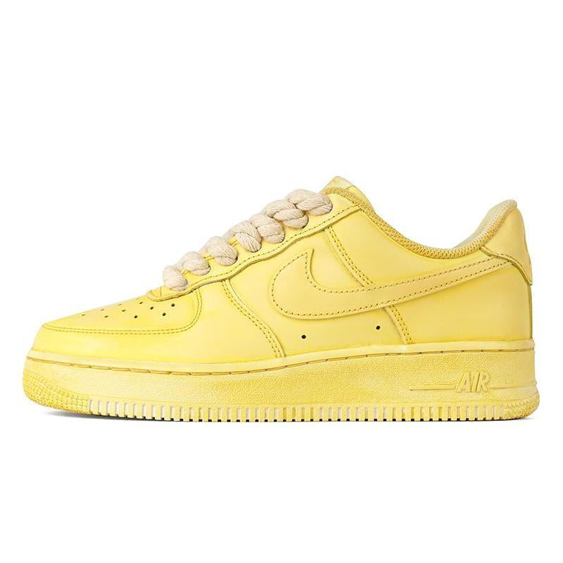 [Custom Men's low-top dyed board shoes in yellow QD]  Air Force 1 Skateboarding Shoes Men