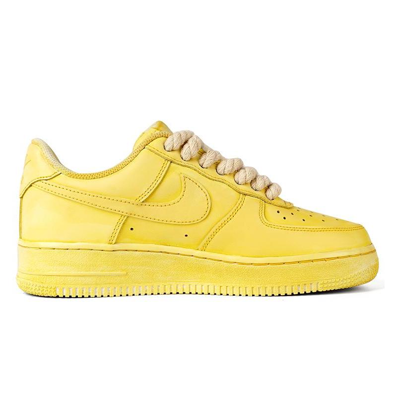 [Custom Men's low-top dyed board shoes in yellow QD]  Air Force 1 Skateboarding Shoes Men