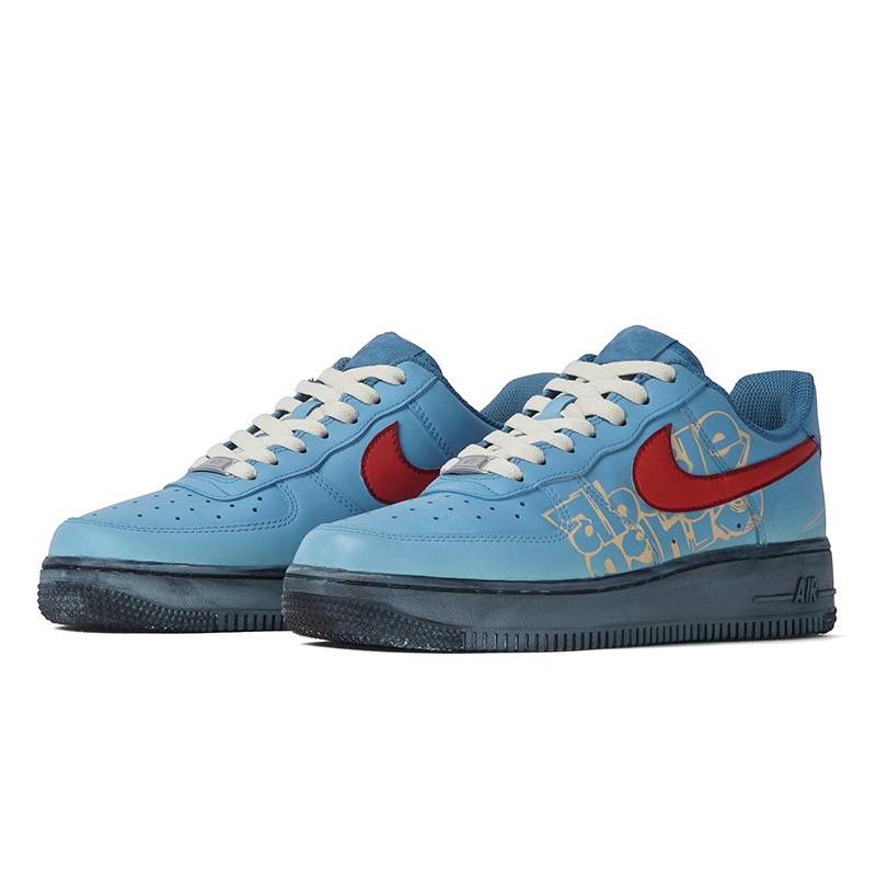 [Custom Men's low-top blue Rhapsody sneakers]  Air Force 1 Skateboard Shoes Men Low-Top Blue/Red/Yellow