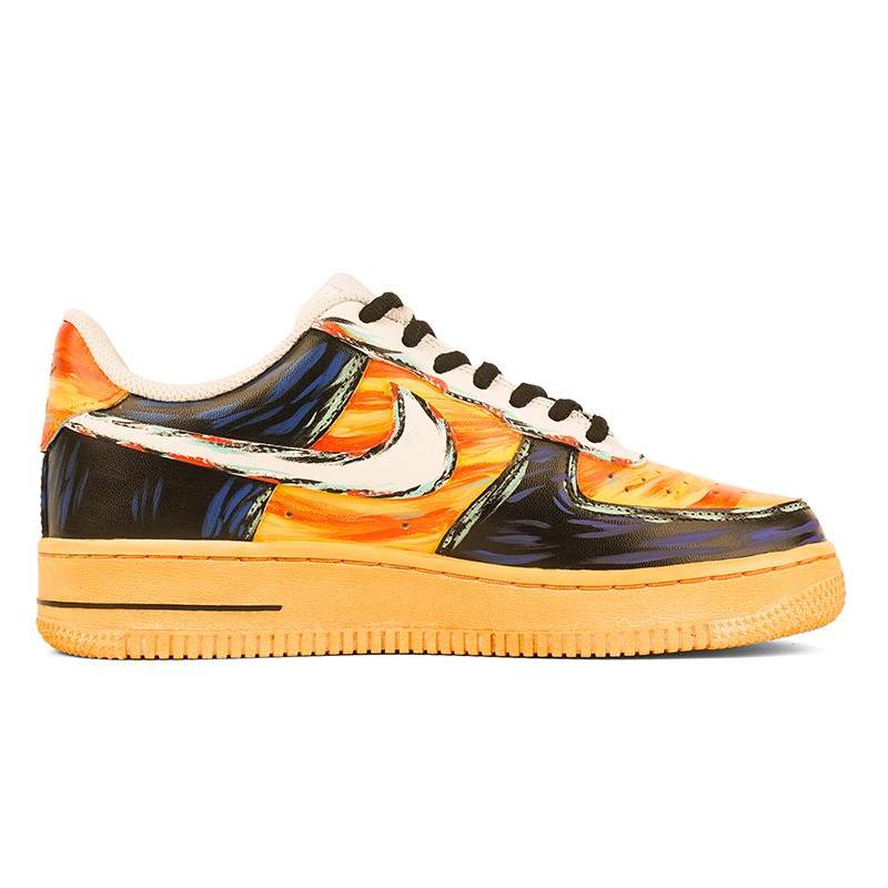 [Custom The men's colored graffiti sneakers are yellow and black]  Air Force 1 Skateboarding Shoes Men
