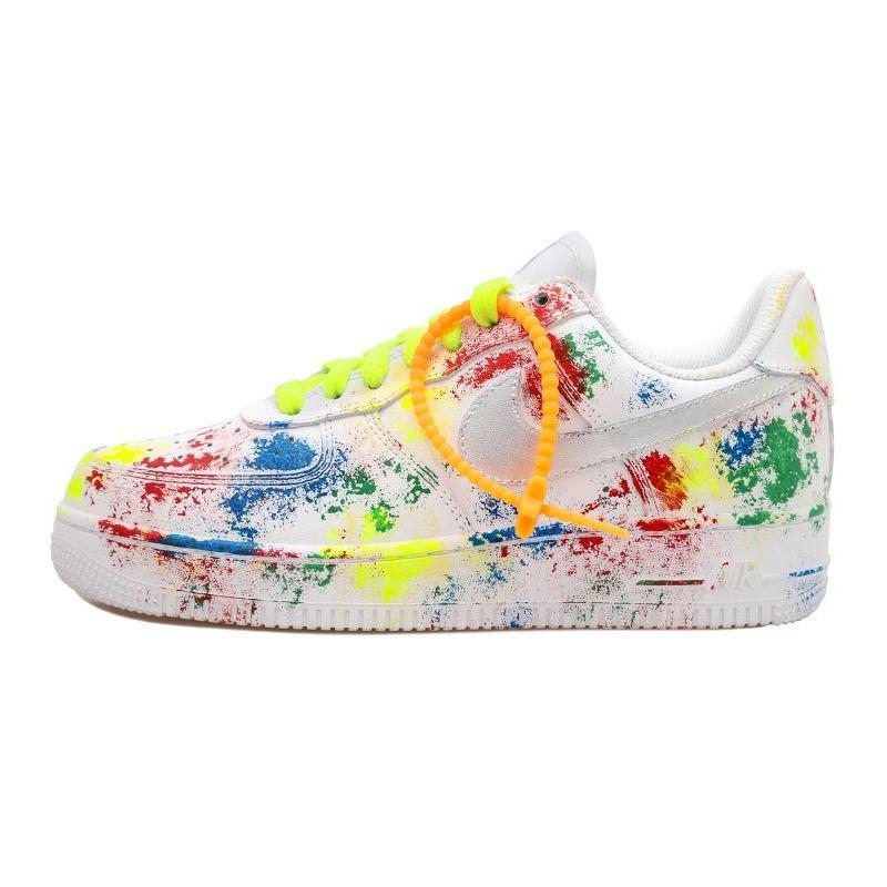 [Custom Colorful ink-splashing male]  Air Force 1 Skateboarding Shoes Men Low-top White/Red/Yellow/Green/Blue