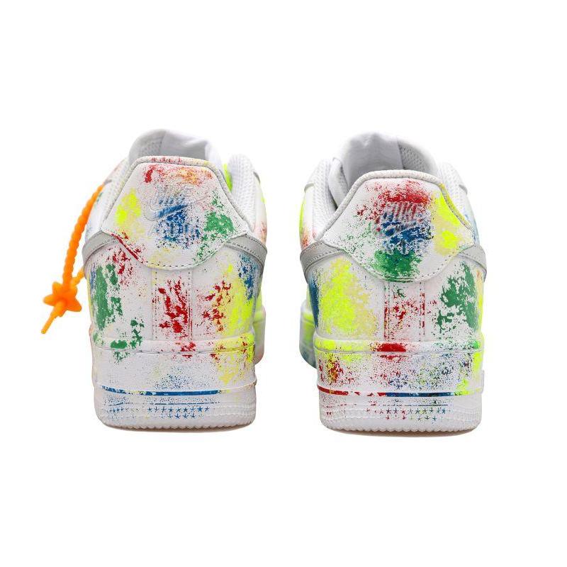 [Custom Colorful ink-splashing male]  Air Force 1 Skateboarding Shoes Men Low-top White/Red/Yellow/Green/Blue