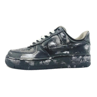 [Custom Men's style with aged scratches in black]  Air Force 1 Skateboarding Shoes Men Low-top Black