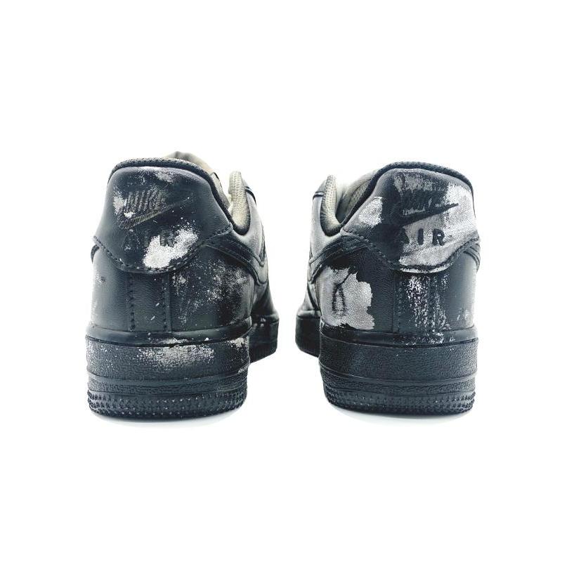 [Custom Men's style with aged scratches in black]  Air Force 1 Skateboarding Shoes Men Low-top Black