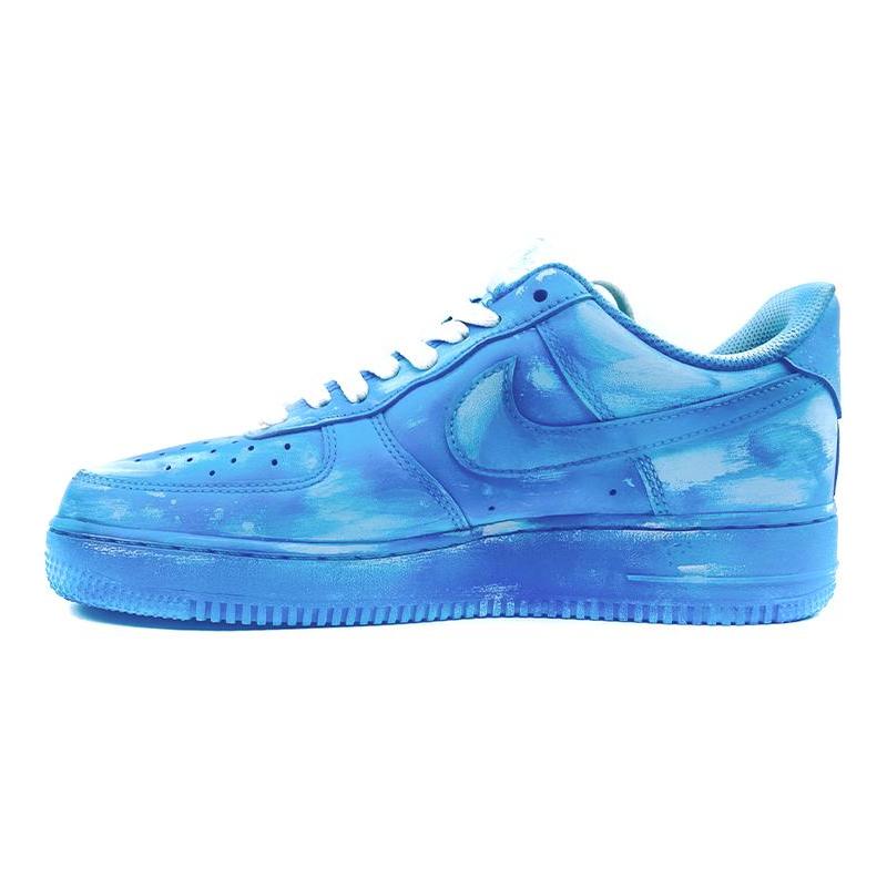 [Custom Men's style dyed, scratched and aged blue Air force]  Air Force 1 Skateboarding Shoes Men Low-top Blue