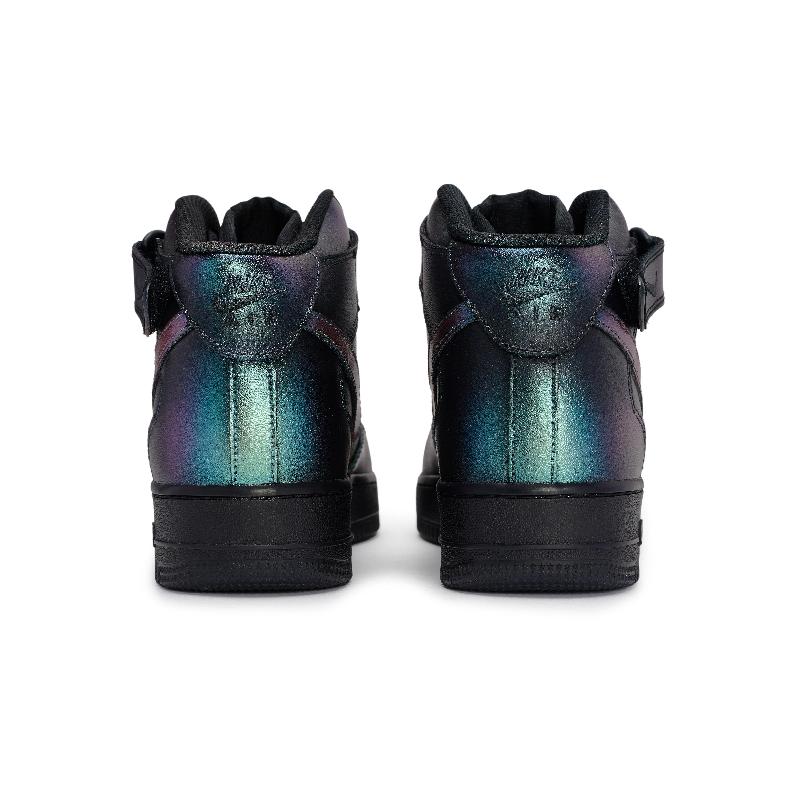 [Custom Chameleon blue Green Purple]  Air Force 1 Skateboard Shoes Unisex Mid-Top Black