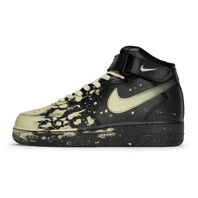 [Custom Male and female interstellar light Mi]  Air Force 1 Skateboard Shoes Unisex Mid-Top Rice