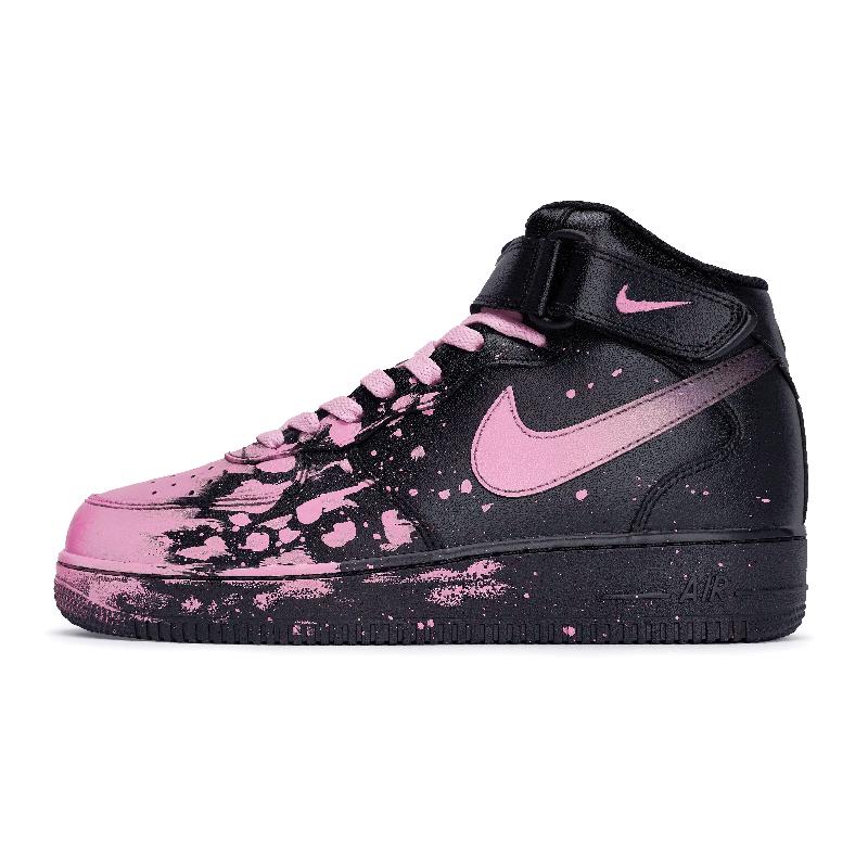 [Custom Male and female interstellar Light Powder]  Air Force 1 Skateboard Shoes Unisex Mid-Top Pink