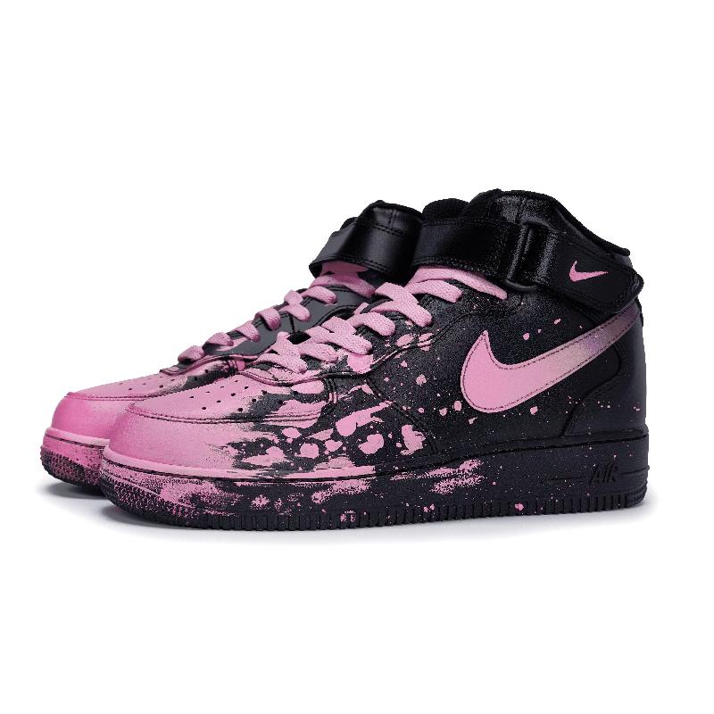 [Custom Male and female interstellar Light Powder]  Air Force 1 Skateboard Shoes Unisex Mid-Top Pink