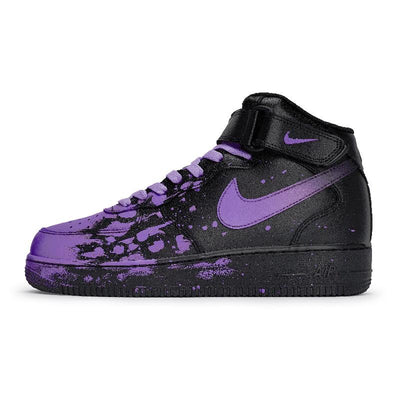 [Custom Male and female Interstellar Flow Light Purple]  Air Force 1 Skateboard Shoes Unisex Mid-Top Purple